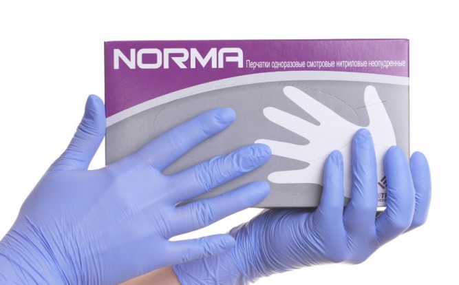 Перчатки NORMA сиреневый (L) - нитриловые, текстурированные (50пар), NORMA / Таиланд